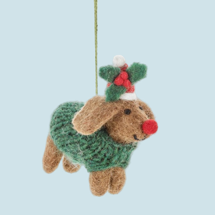 Felt Rudolph Dachshund Dog - CCRUDA - Uneeka