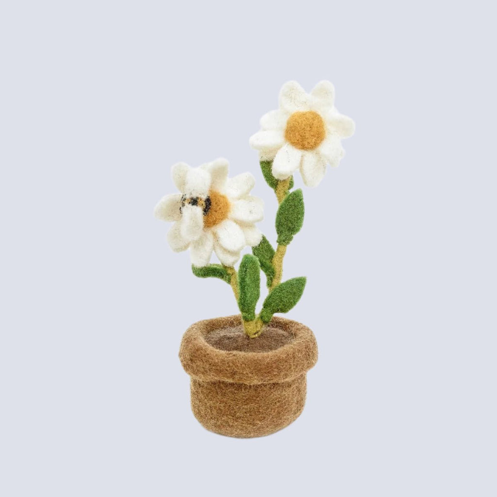 Felt Standing Pot of Daisies with Bee - FYDDP - Uneeka