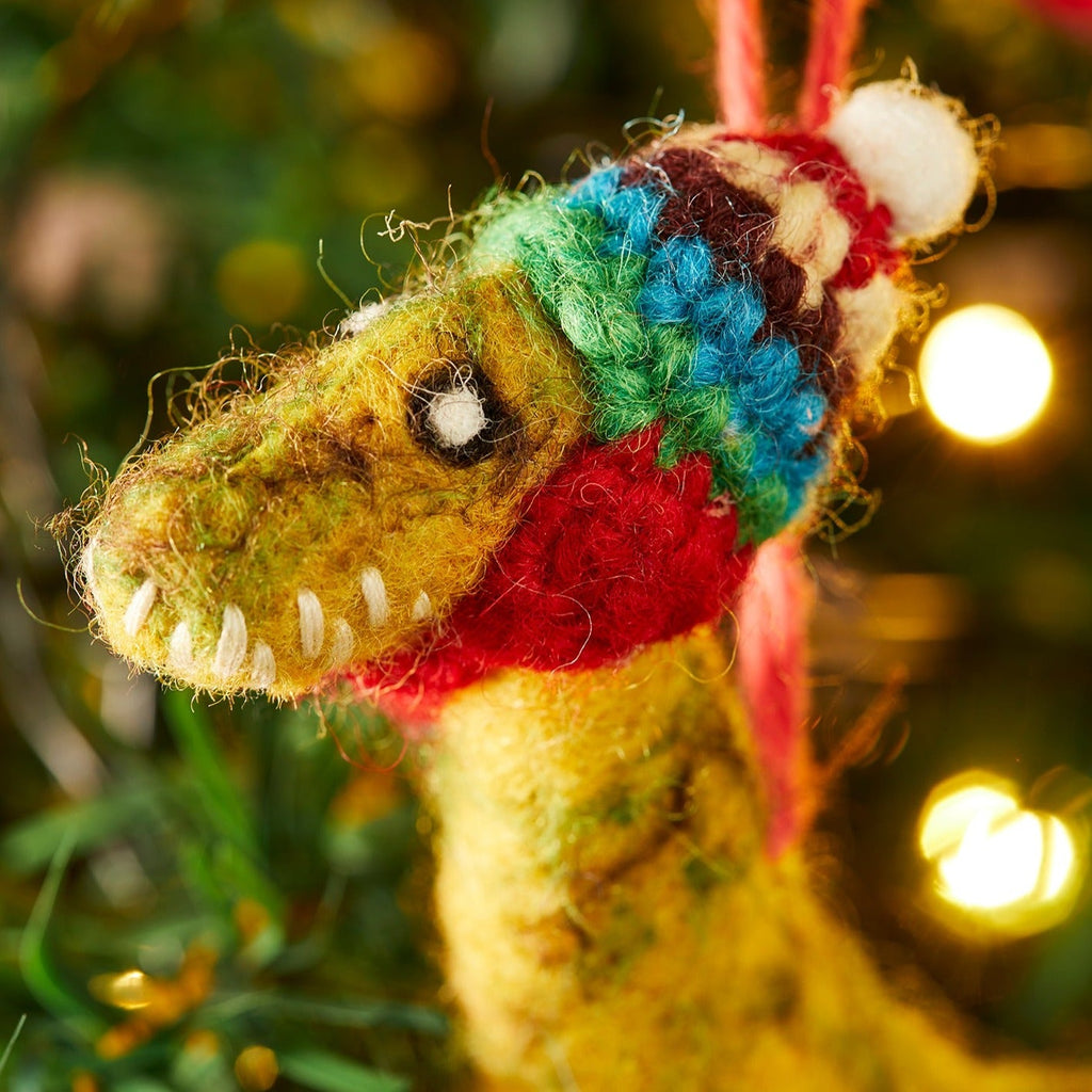 Felt T - Rex with Rainbow Knitted Wool Hat - HDEC145 - Uneeka