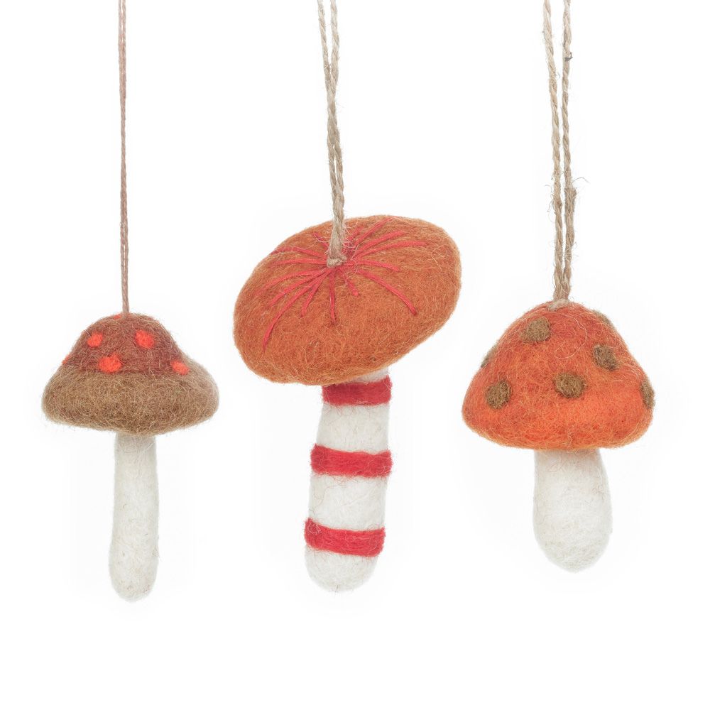 Felt Wild Foraged Orange Toadstool Mushrooms - ANHWFM3 - Uneeka