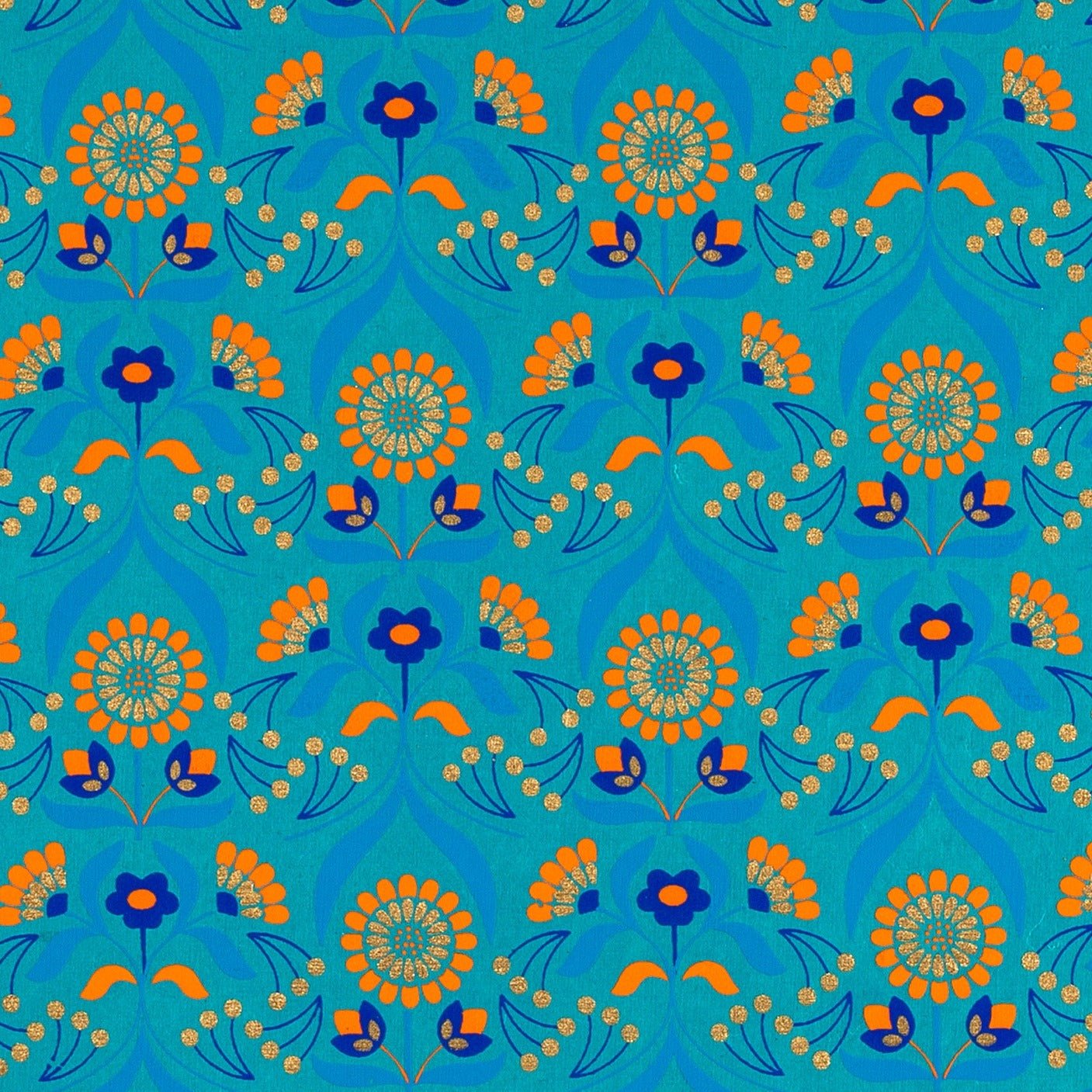 Floral Bouquet Gift Wrap - GW4043 - TURQUOISE - Uneeka