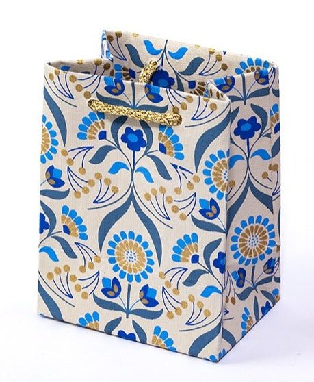 Floral Bouquet Mini Gift Bag - GBG4043 - MINI - beige/blue - Uneeka