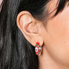 Floral Cloisonné Hoop Earrings - 66160 - Uneeka