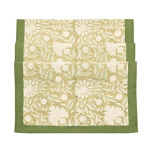 Floral Hand Block Print Cotton Table Runner - JHERO - Uneeka