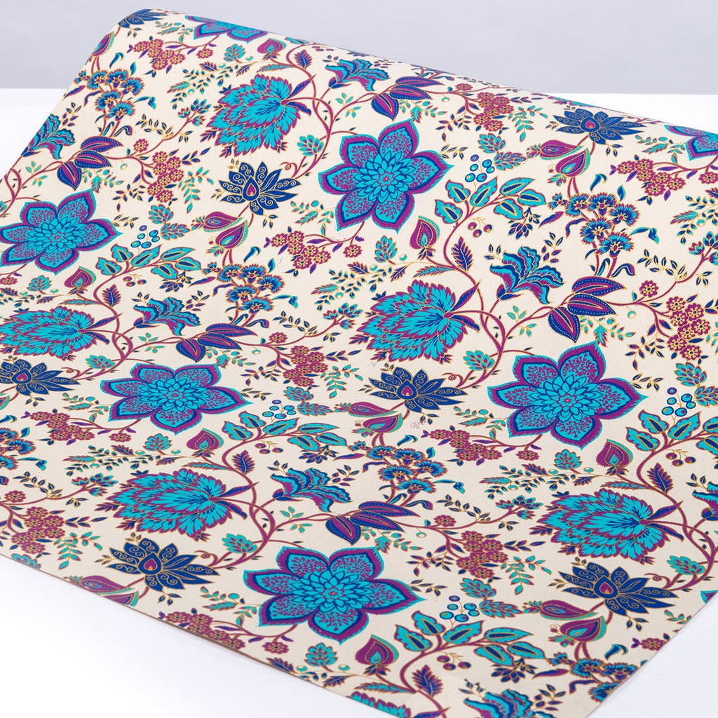 Paisley Floral Gift Wrap Blue