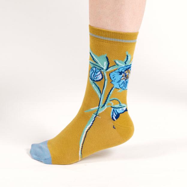 Floral Stem Bamboo Socks - TA333 - Yellow - Uneeka