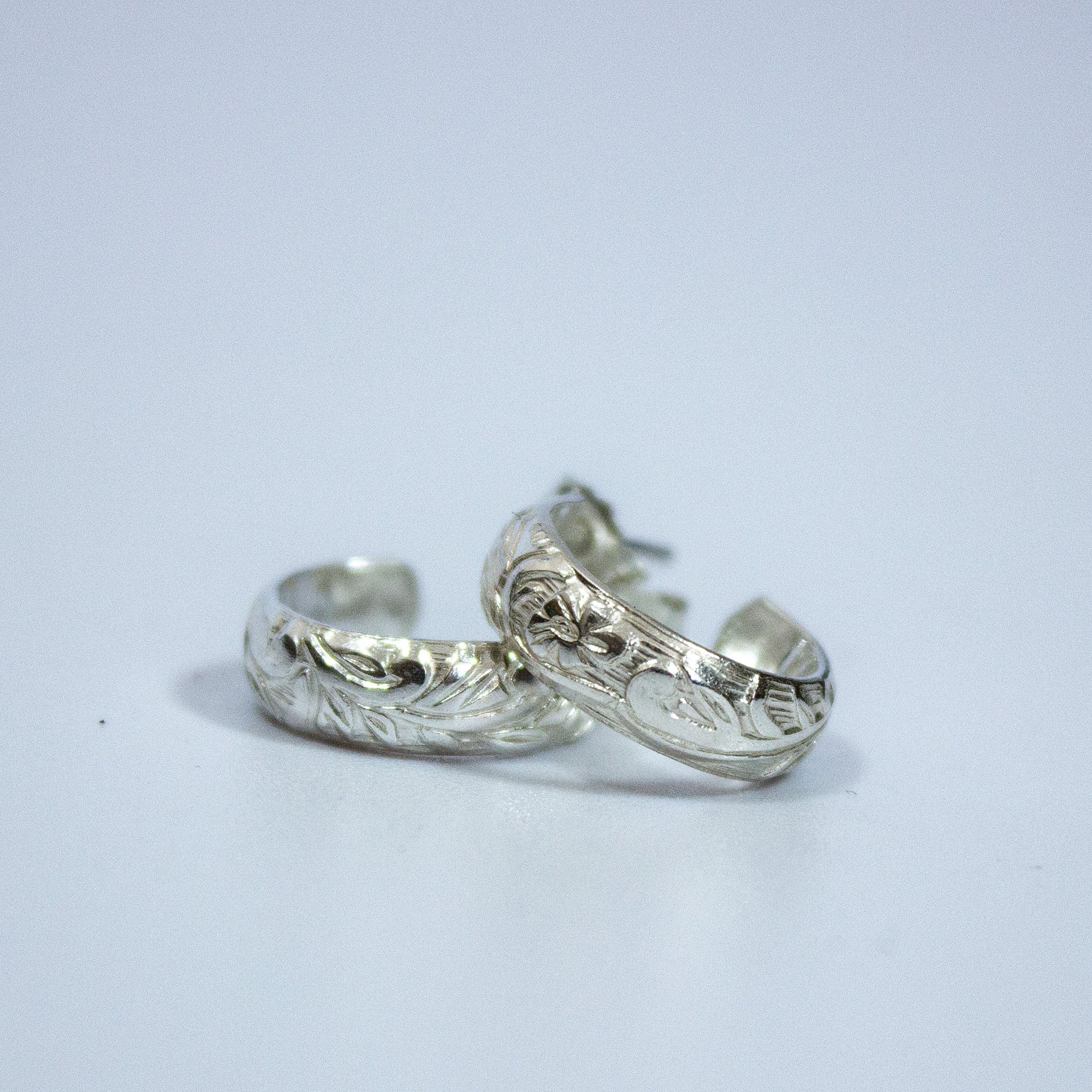 Floral Sterling Silver Hoop Studs - Mini Floral Hoops - Uneeka