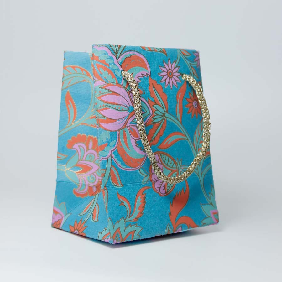 Floral Twist Gift Bag - GBG4011 - MINITURQUOISE - Uneeka