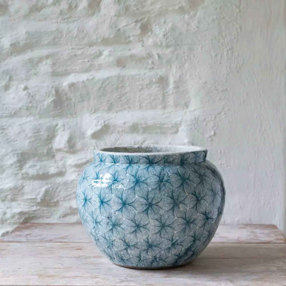 Flower Petal Pattern Teal Planter - LAN24817 - Uneeka