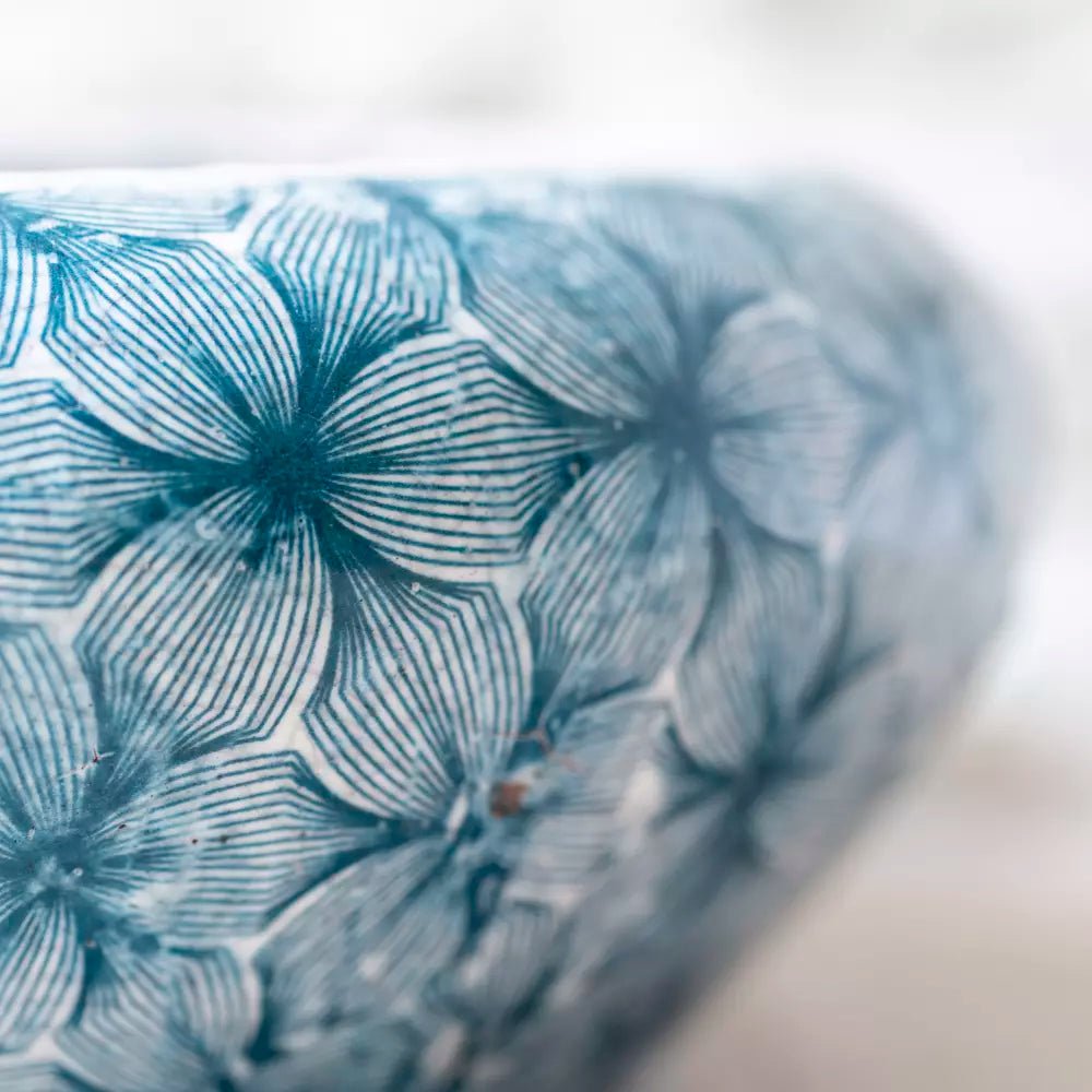 Flower Petal Pattern Teal Shallow Bulb Planter - LAN24819 - Uneeka