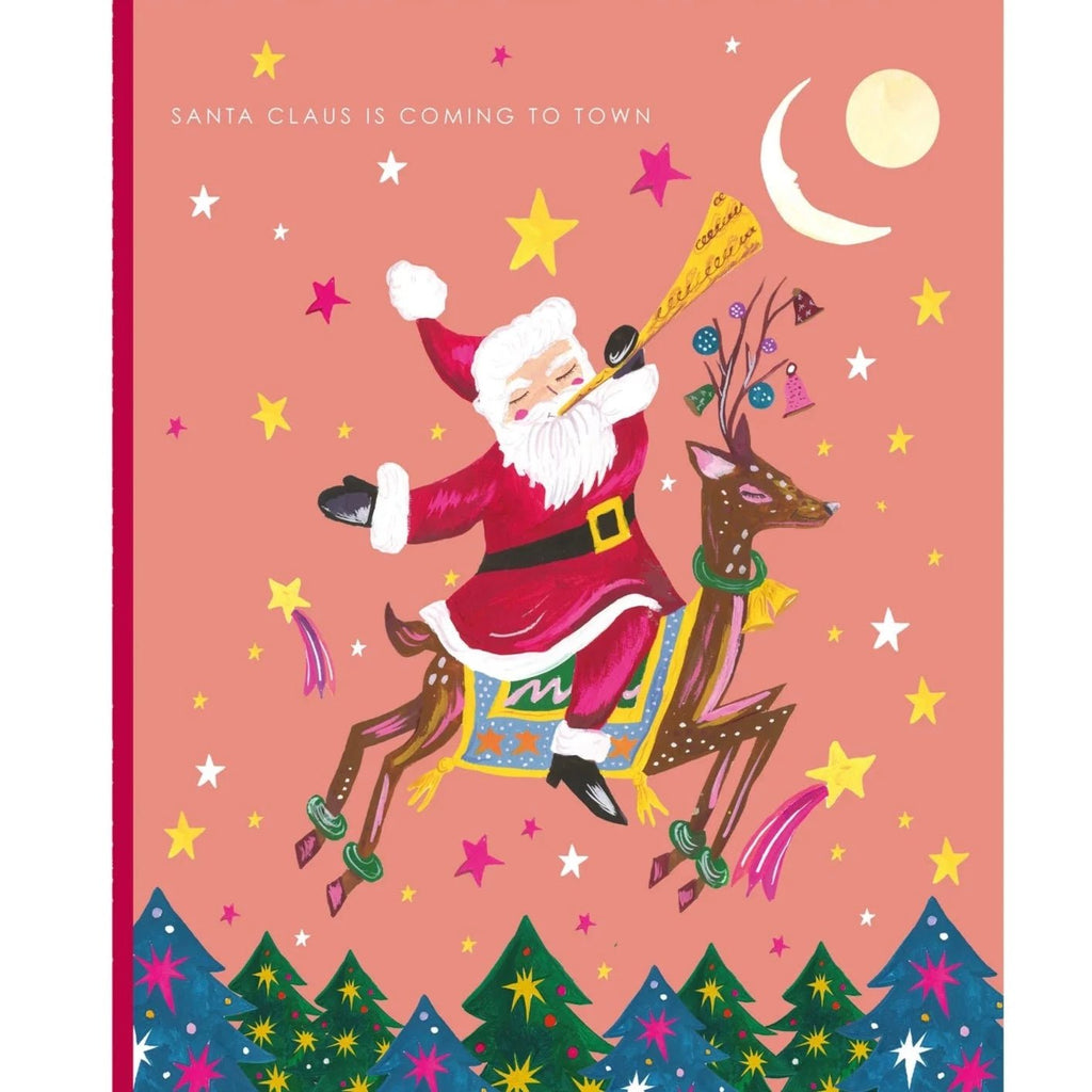 Flying Santa On Reindeer Christmas Card - HCWB392 - Uneeka