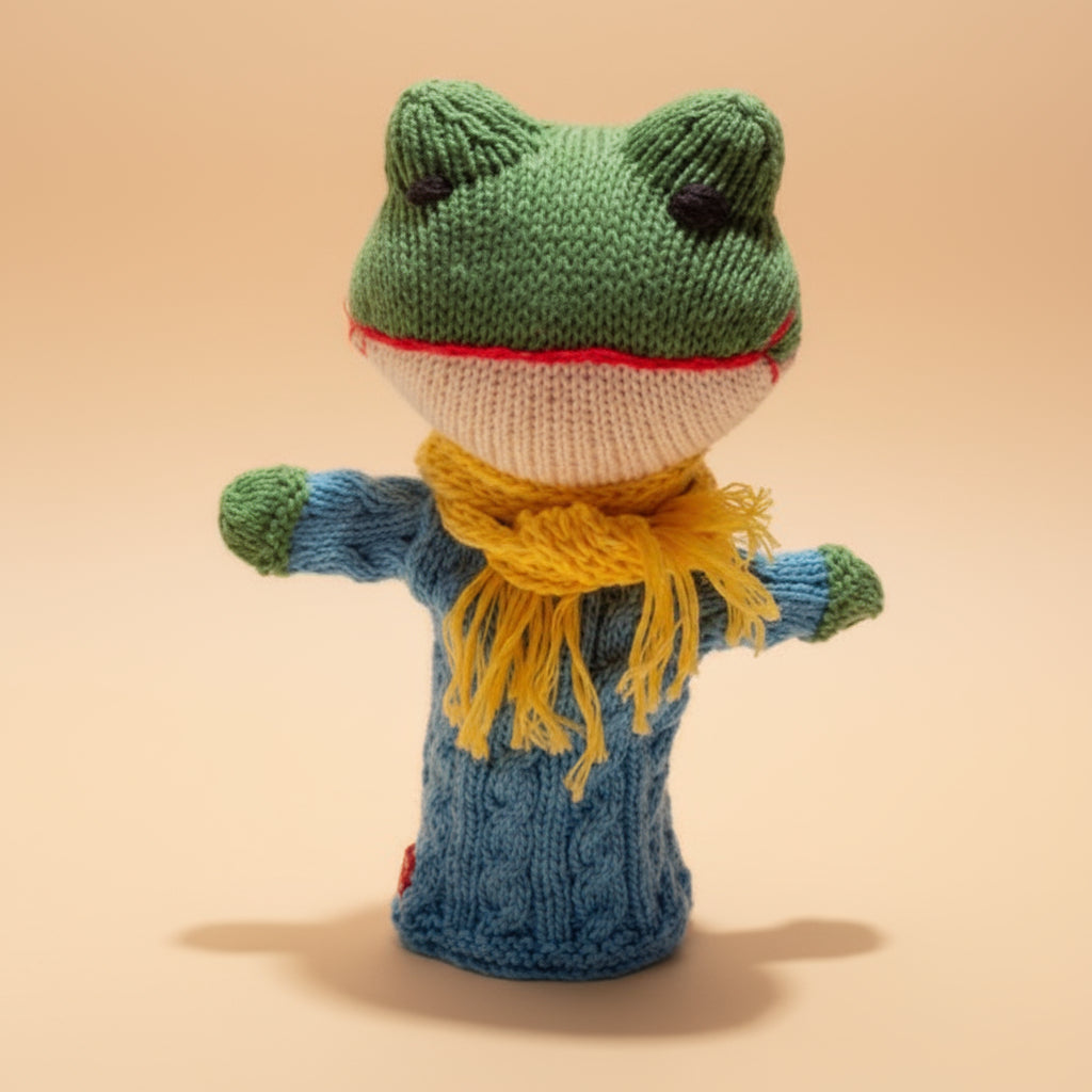 Hand Knitted Frog Hand Puppet - SYP038 - Uneeka