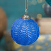 Frosted Recycled Glass Zig - Zag Bauble - XM503 - BLUE - Uneeka