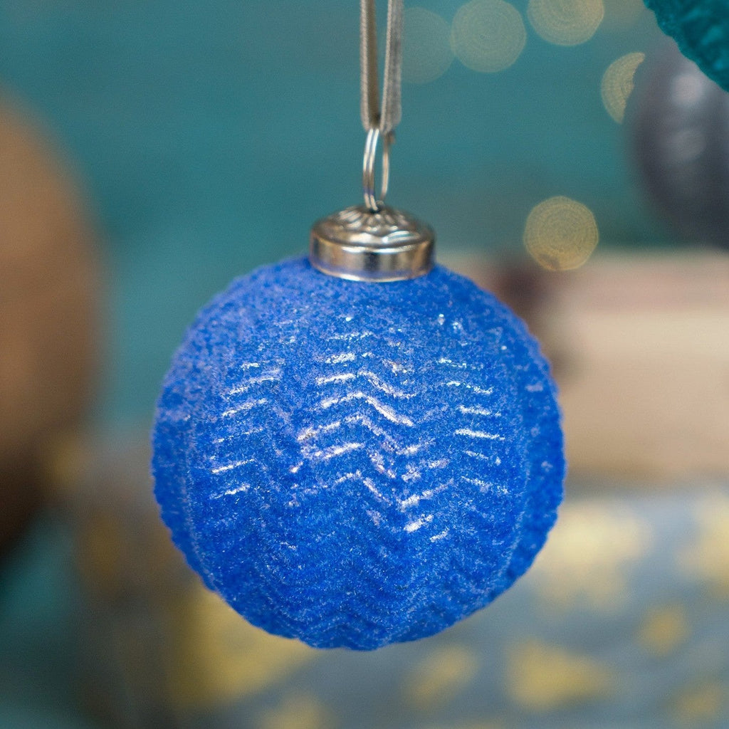 Frosted Recycled Glass Zig - Zag Bauble - XM503 - BLUE - Uneeka