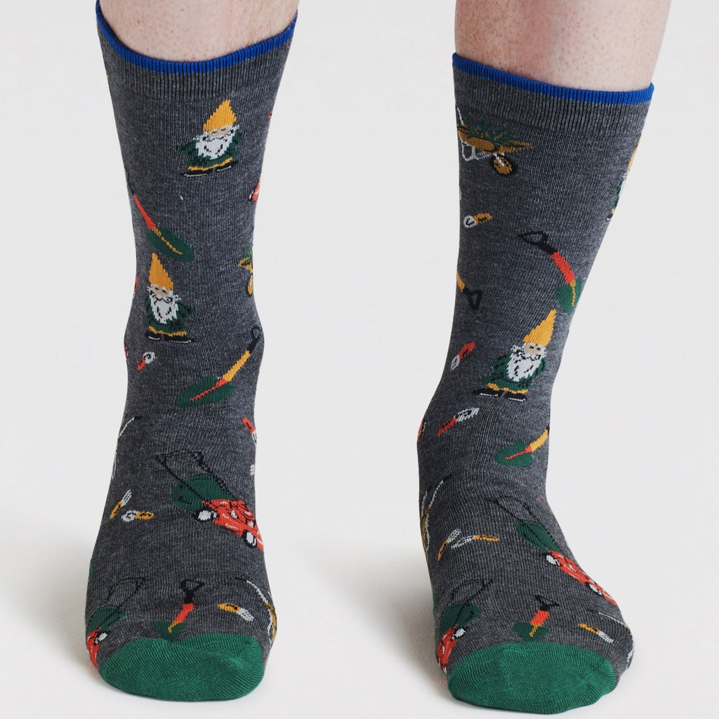 Garden Gnome Organic Cotton Socks - SPM939 - DARKGREY - Uneeka