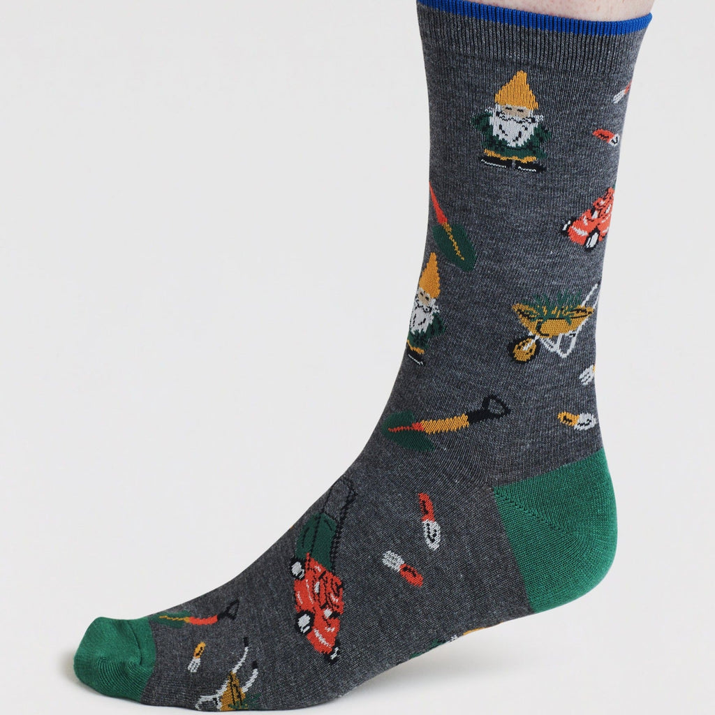 Garden Gnome Organic Cotton Socks - SPM939 - DARKGREY - Uneeka