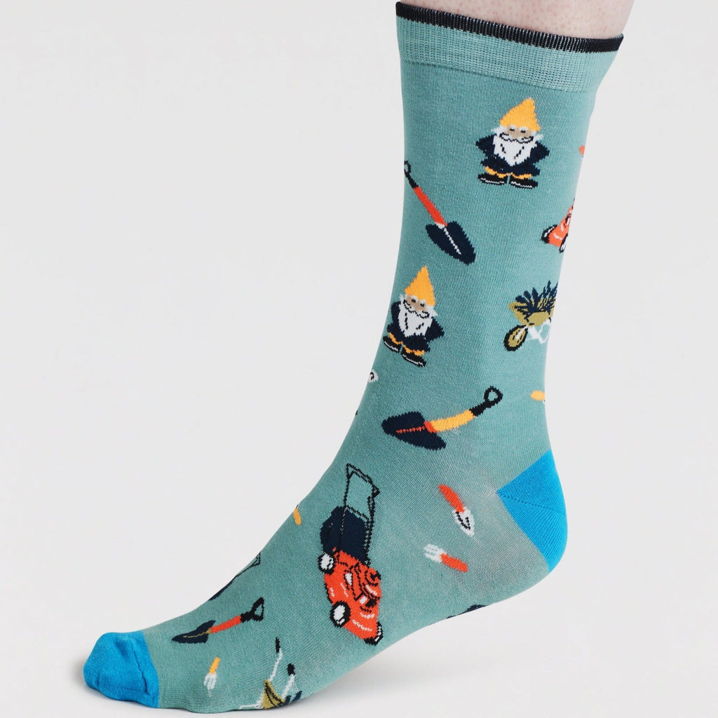 Garden Gnome Organic Cotton Socks - SPM939 - LAGOONGREEN - Uneeka