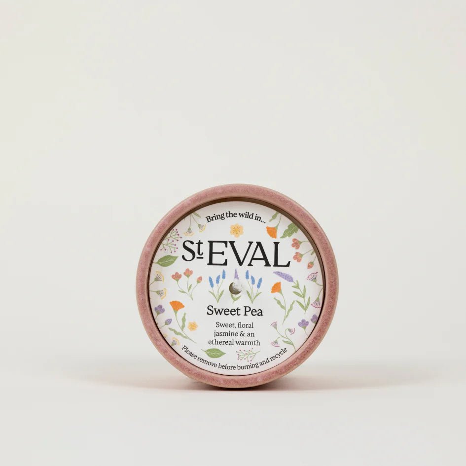 St Eval Garden Path Ceramic Pot Candle Sweet Pea - F01363 - Uneeka