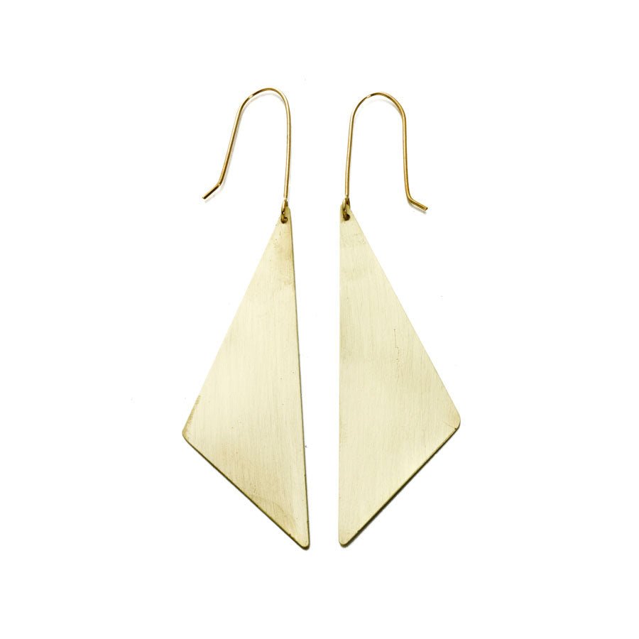 Geometric Brass Offset Triangle Earrings - H - B - 312003 - Uneeka