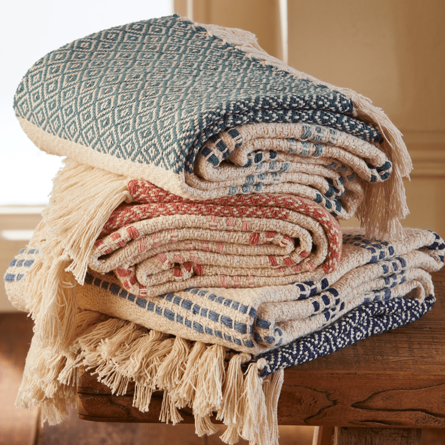 Geometric Throw Geometric Recycled Cotton Throw | Eco-Friendly & Versatile | Uneeka