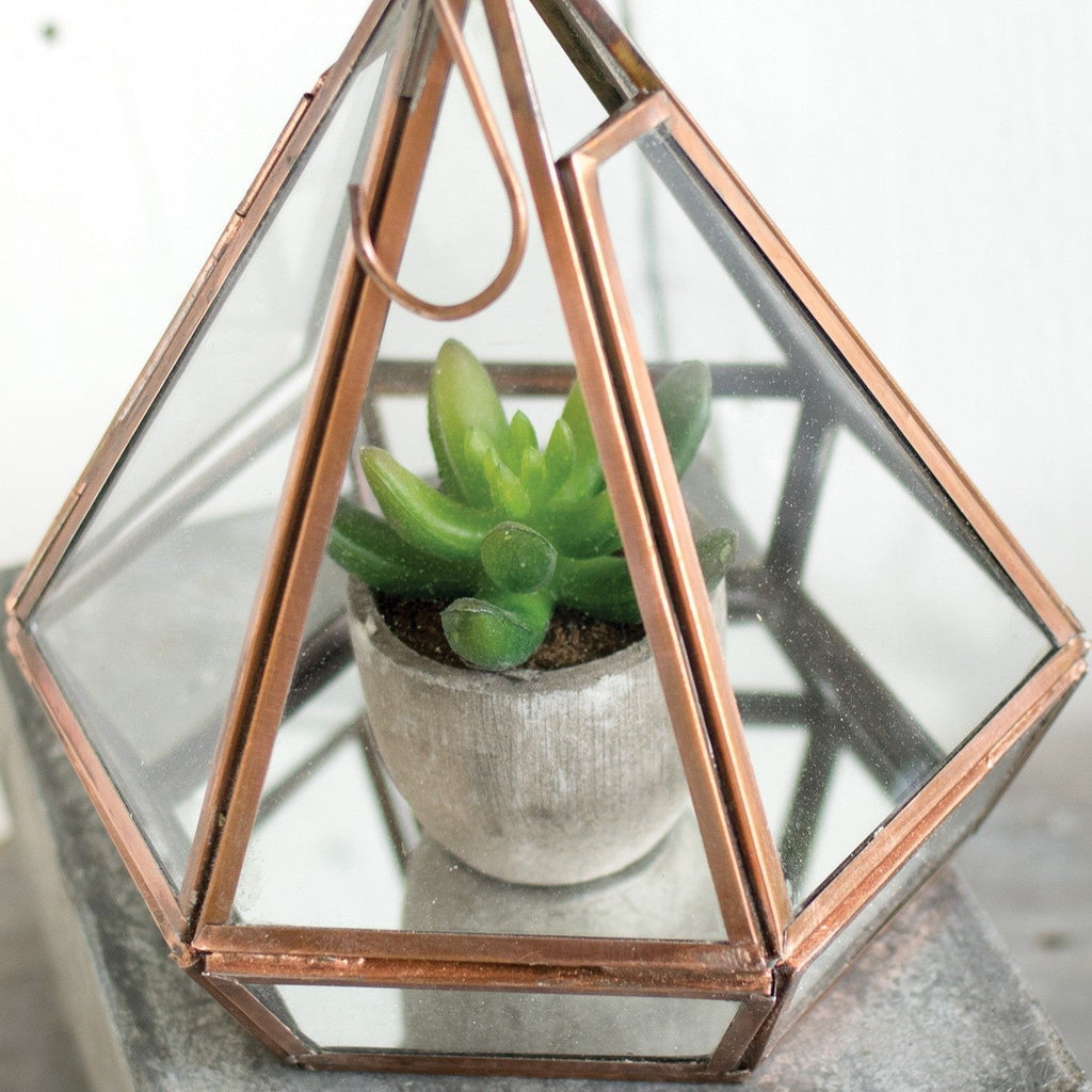 Geometric Shape Glass Copper Planter / Lantern - LT163 - Uneeka