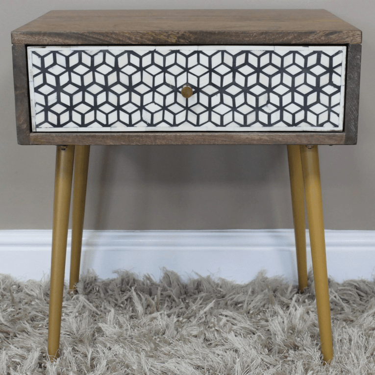 Geometric Tile Bedside Table - 8671 - Uneeka