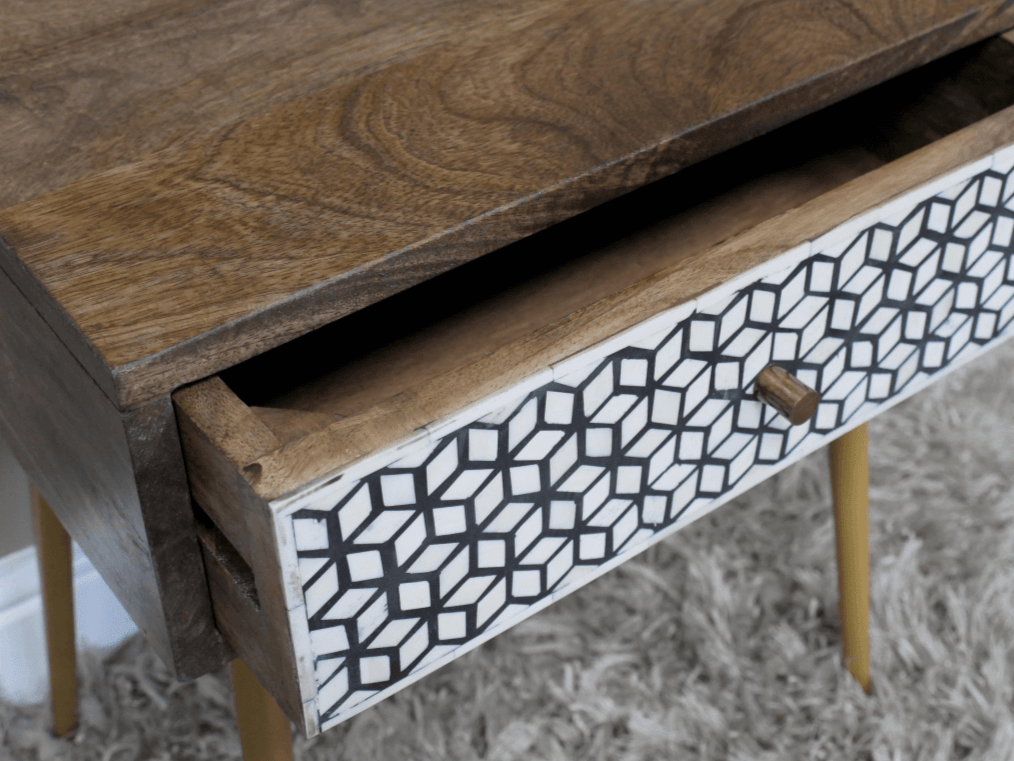 Geometric Tile Bedside Table - 8671 - Uneeka