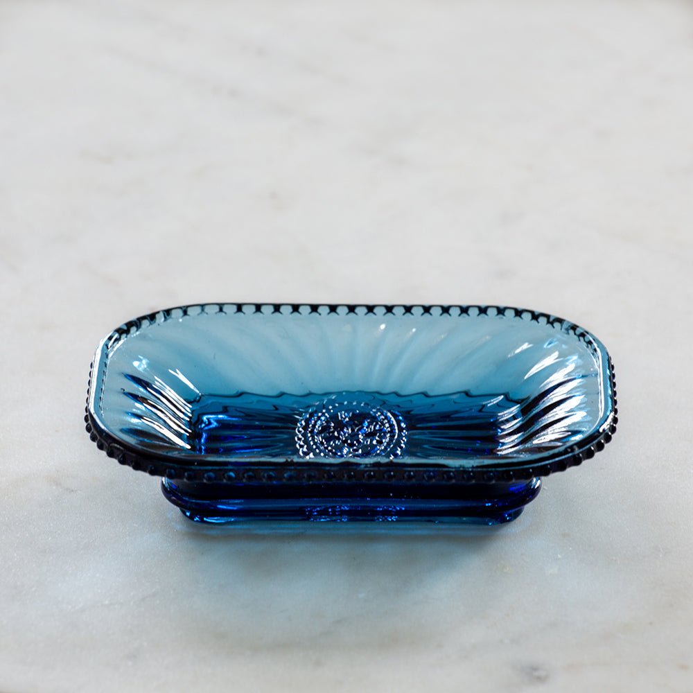 Glass Pale Blue Bijou Soap Dish - B21878 - Uneeka