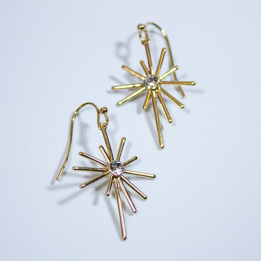 Glass Stone Star Drop Earrings - CE - 2415 - G - Uneeka