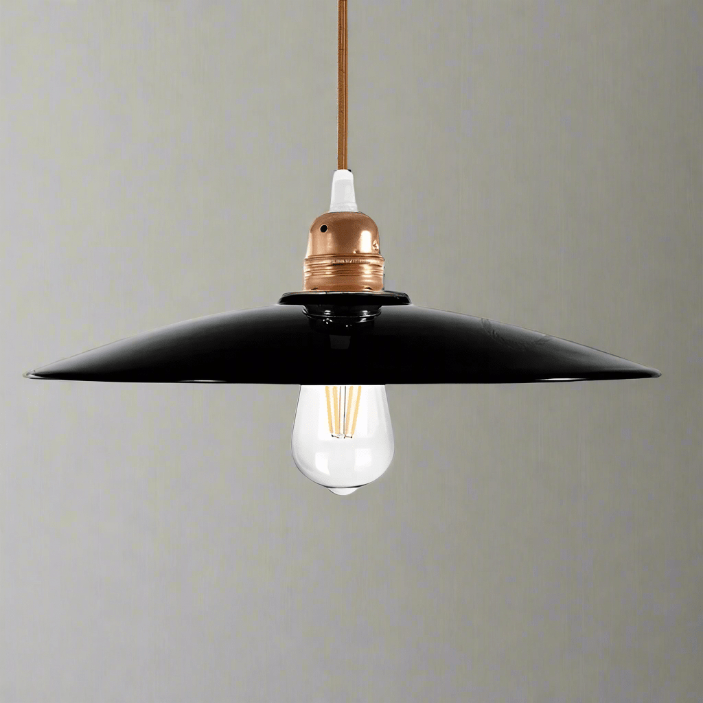 Glossy Black Ceramic Flat Shade with Copper Inside - EKPCNERA - Uneeka
