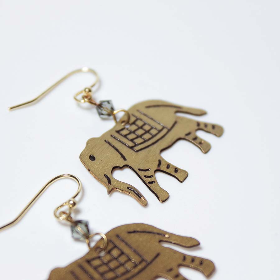 Gold Coloured Elephant Earrings - TARA1901 - Uneeka