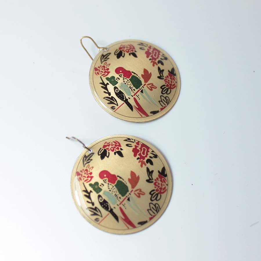 Gold Coloured Parrot Earrings - TARE1709 - Uneeka
