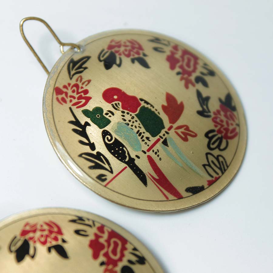 Gold Coloured Parrot Earrings - TARE1709 - Uneeka