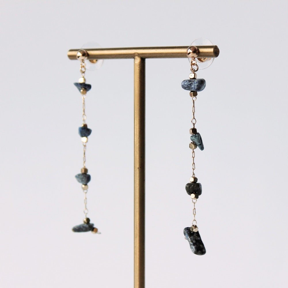 Gold Four Stone Drop Earrings - CE - 19488 - GBR - Uneeka