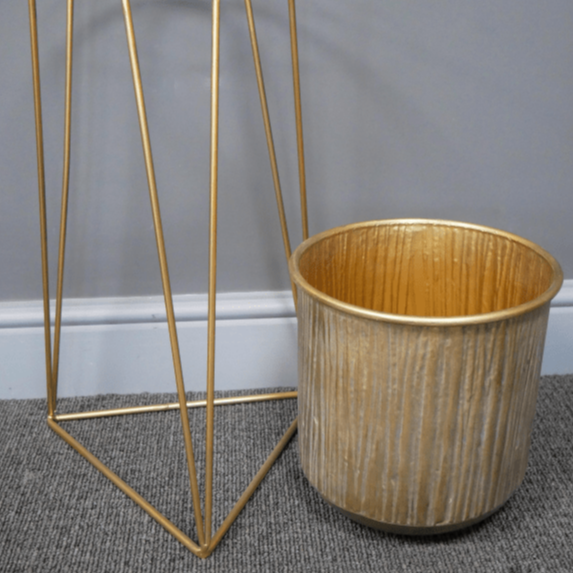 Gold Geometric Art Deco Plant Stand - 6895 - Uneeka