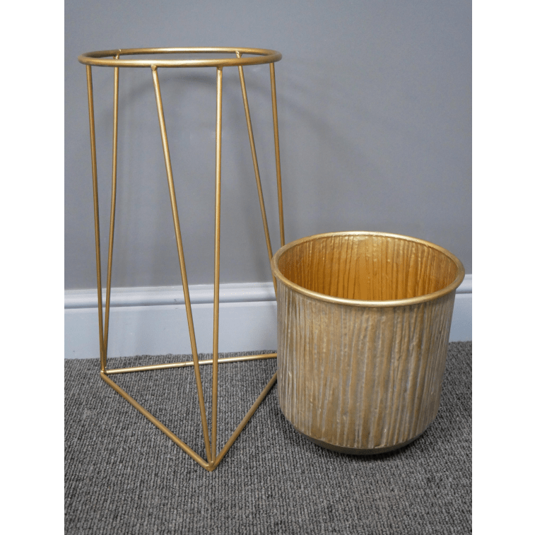 Gold Geometric Art Deco Plant Stand - 6895 - Uneeka