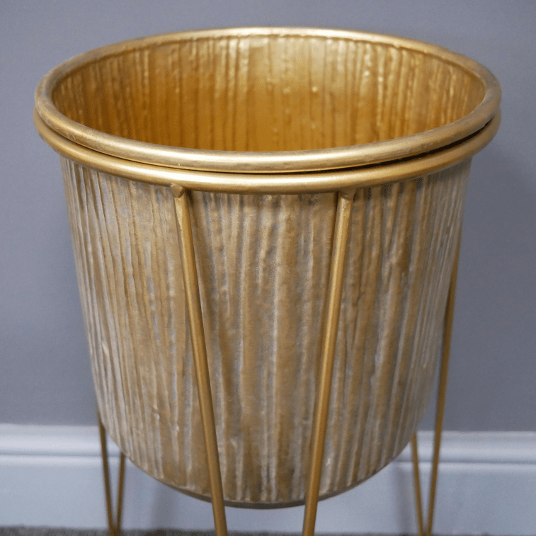 Gold Geometric Art Deco Plant Stand - 6895 - Uneeka