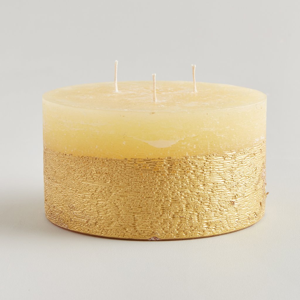 Gold Half Dipped Multiwick Candle Ivory Inspiritus - F00443 - Uneeka