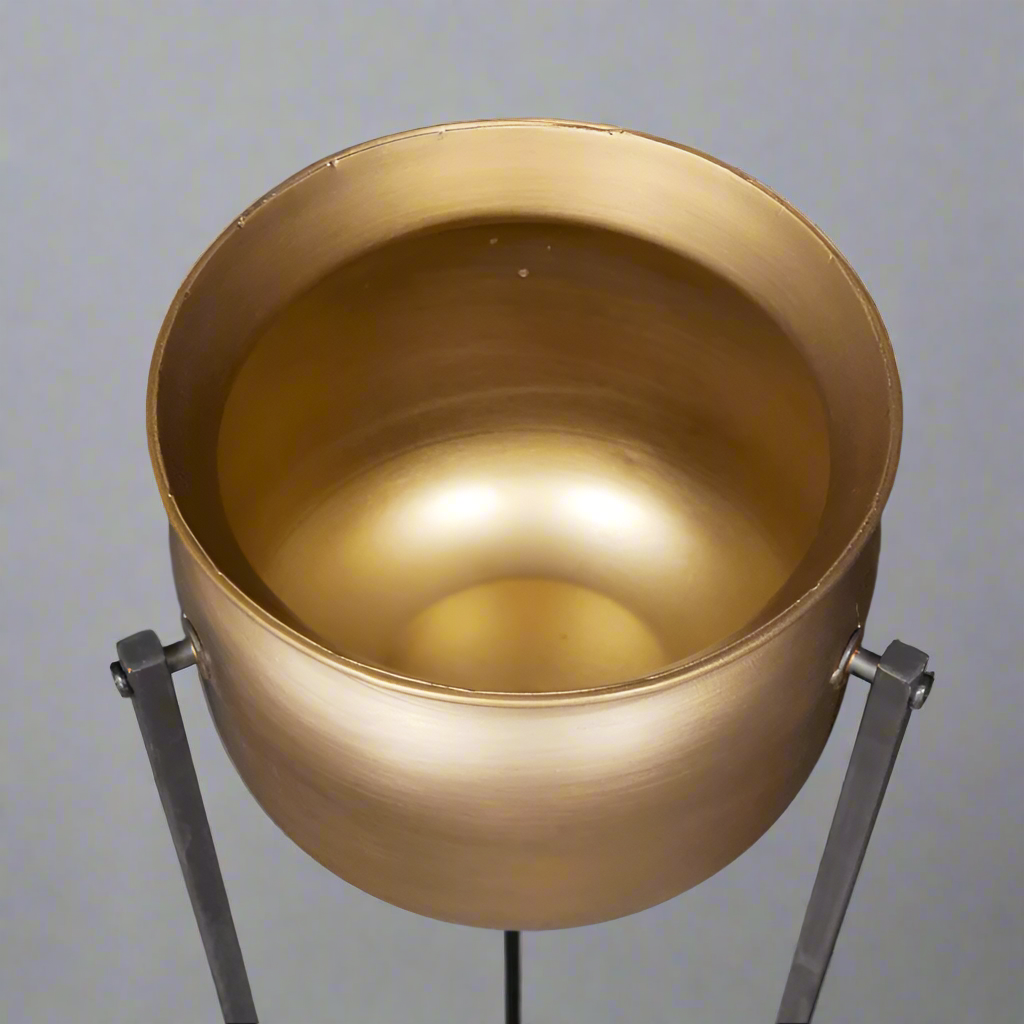 Gold Planter With Steel Stand - 6943 - Uneeka