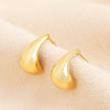 Gold Curved Teardrop Stud Earrings - 75745 - Uneeka