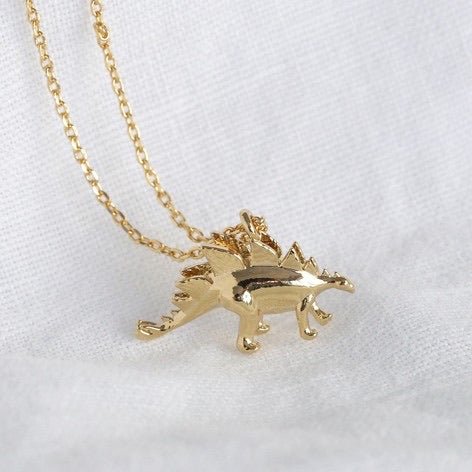 Gold Stegosaurus Dinosaur Necklace - 32310 - Uneeka