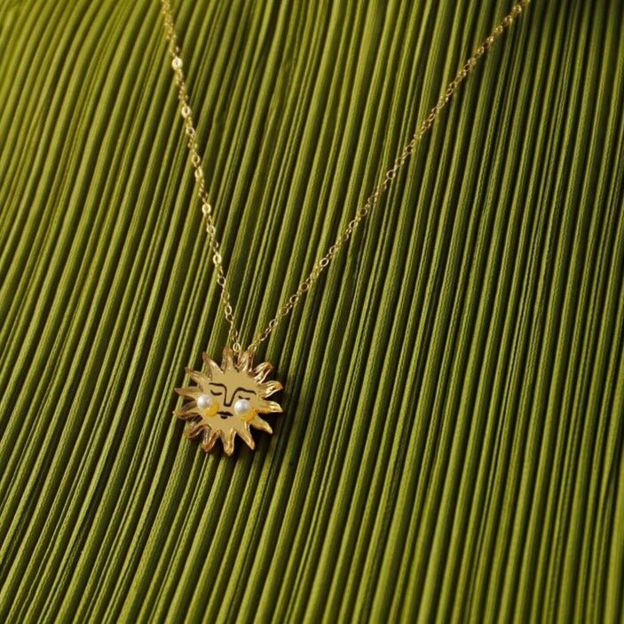 Gold Sun Necklace - R0901N - Uneeka