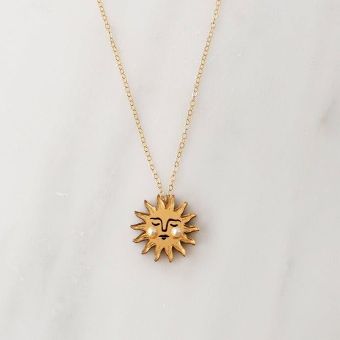 Gold Sun Necklace - R0901N - Uneeka