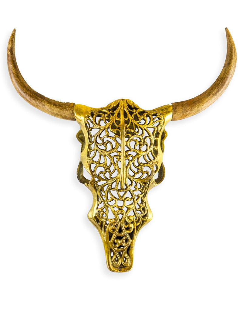 Gold Tribal Bison Head Wall Hanging - AL140 - Uneeka