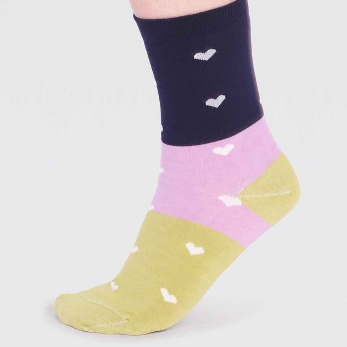 GOTS Organic Cotton Heart Socks - SPW775 - NAVY - Uneeka