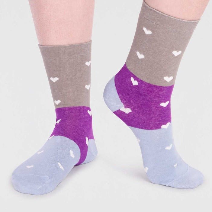 GOTS Organic Cotton Heart Socks - SPW775 - NAVY - Uneeka