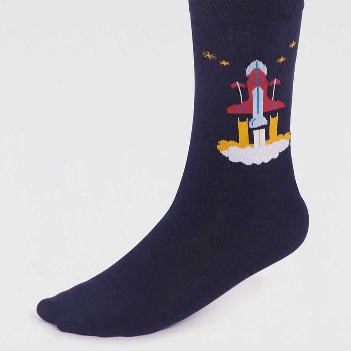 GOTS Organic Cotton Rocket Socks - SPM812 - NAVY - Uneeka