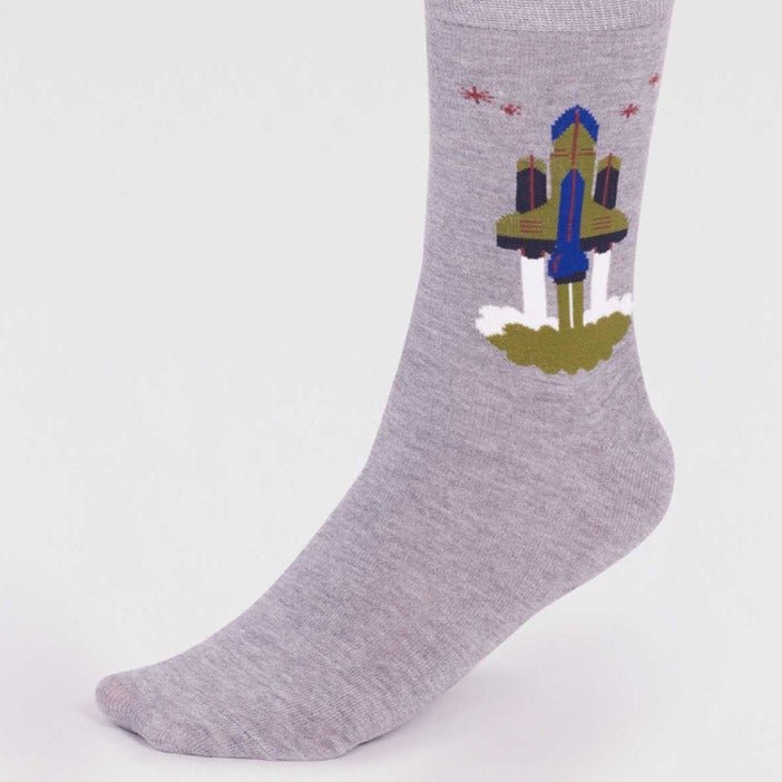 GOTS Organic Cotton Rocket Socks - SPM812 - GREY - Uneeka