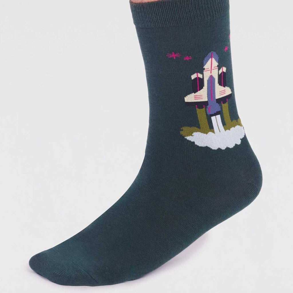 GOTS Organic Cotton Rocket Socks - SPM812 - GREEN - Uneeka