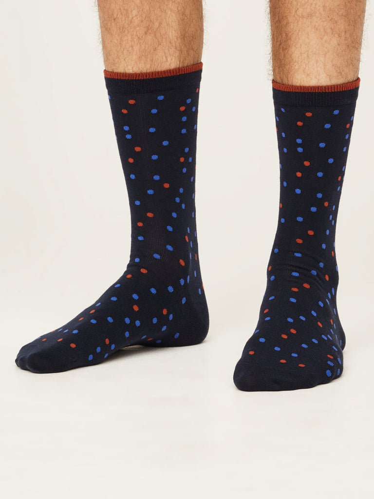 GOTS Spotty Cotton Socks - SPM740 - NAVY - Uneeka